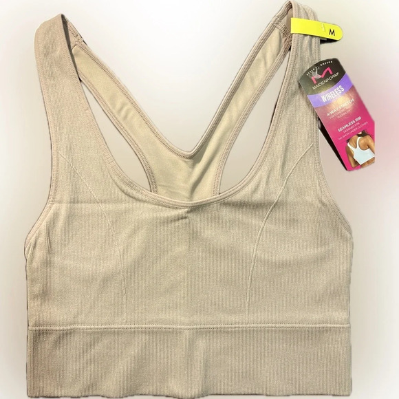 NWT Maidenform Wireless, Stretch, Seamless Rib Bra, Sandshell, M - Picture 3 of 7